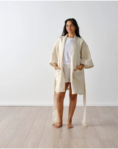 Linen House - Nimes Pure Linen Short Robe
