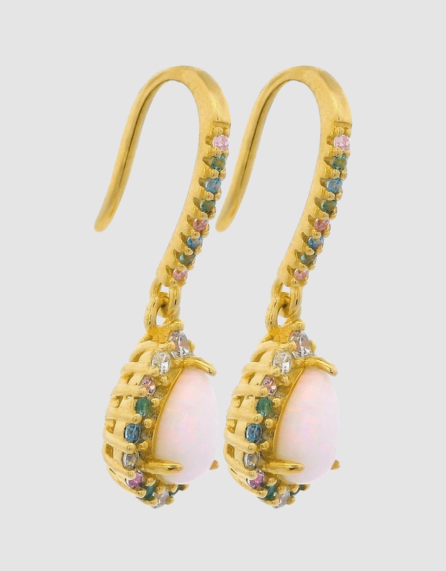 Georgini - GEORGINI WISTERIA CREATED OPAL FLORIBUNDA SHEPHERD HOOK EARRINGS GOLD