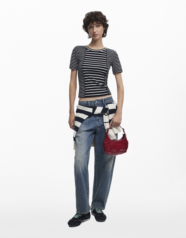 Desigual - Small Shiny Floral Appliqué Bag