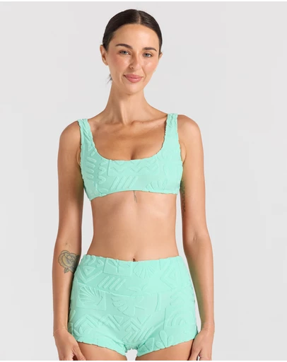 Poolside Paradiso - Mai Tai Crop Bikini Top - Mint