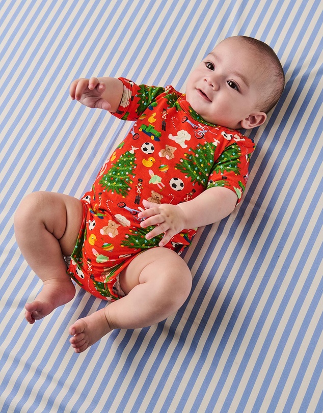 Kip&Co - Christmas Toys Organic Short Sleeve Romper - Babies