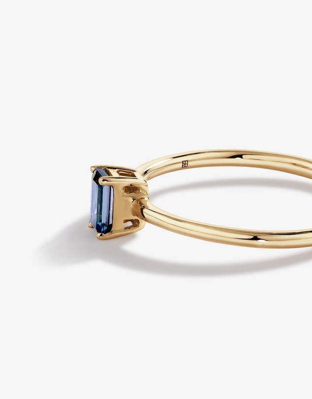 Michael Hill - Pear-Cut White Sapphire and Emerald-Cut London Blue Topaz Toi Et Moi Ring in 10kt Yellow Gold