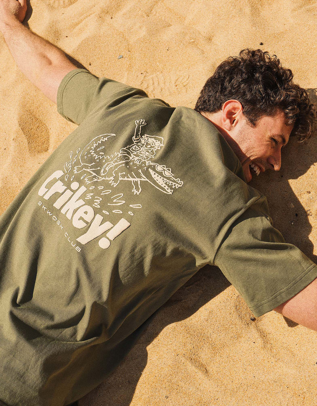 Skwosh - Crikey Men's Graphic Tee in Khaki