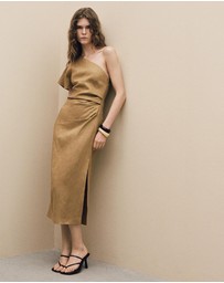M.N.G - Rachel Asymmetrical Linen Dress