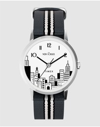 TIMEX - Timex x The New Yorker Marlin® Hand Wind 34mm Leather Strap Watch