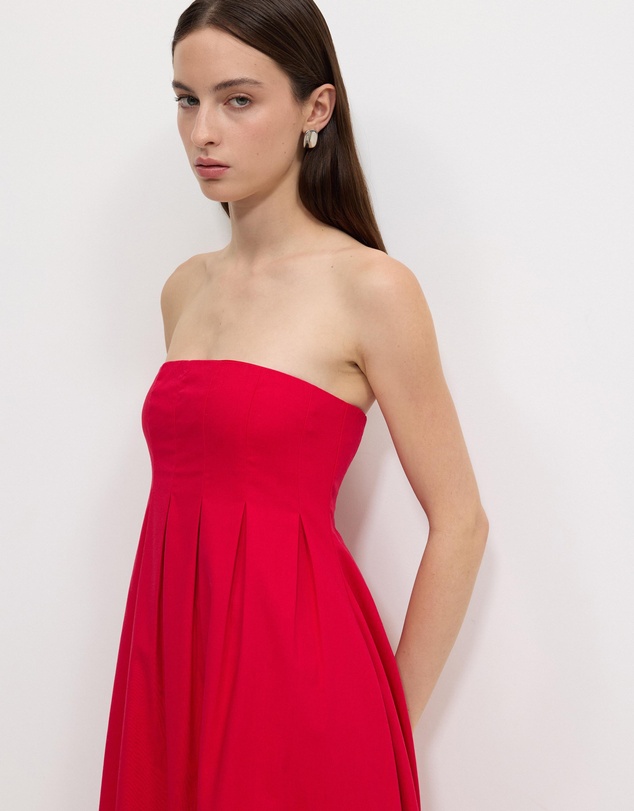 Calli - Karina Pleated Strapless Maxi Dress