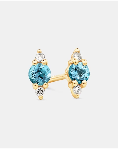 Michael Hill - London Blue Topaz and Diamond Stud Earrings in 10kt Yellow Gold