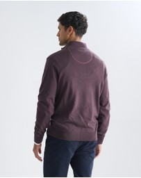 3 Wise Men - 3 Wise Men Harvey Zip Neck Merino Knit - Merlot