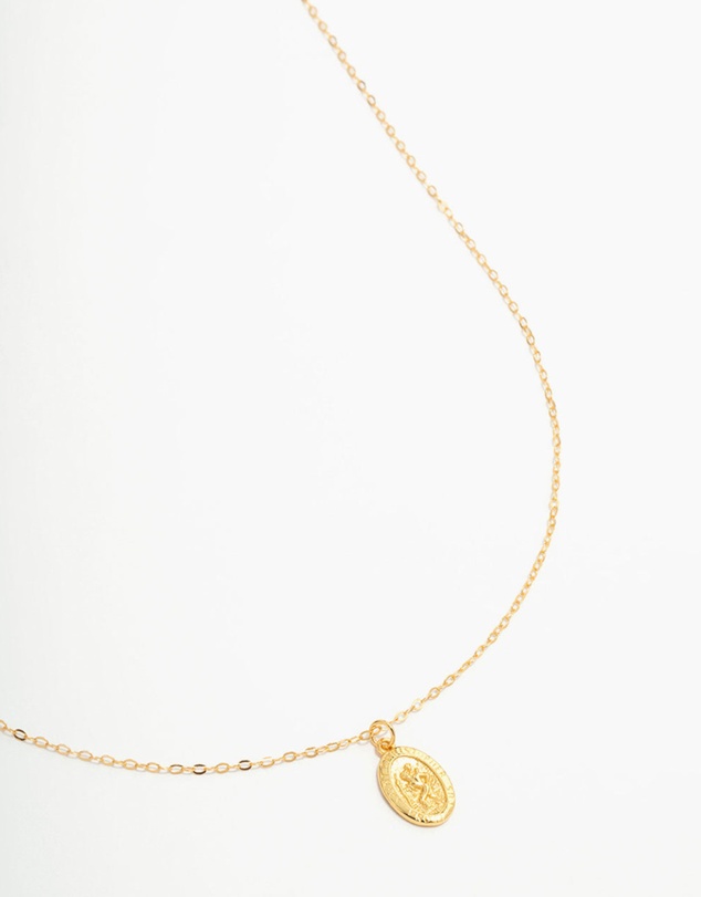 Lovisa - Gold Plated Sterling Silver St. Christopher Pendant Necklace
