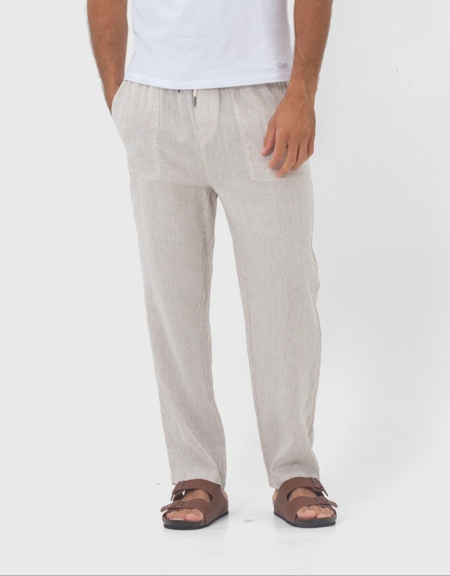 Coast Clothing - St. Tropez Linen Pant - Sand Stripe