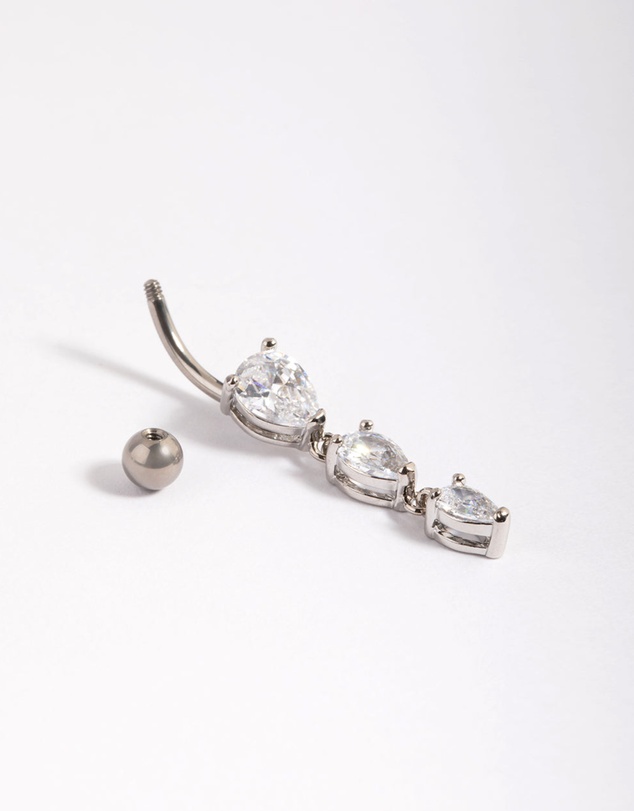 Lovisa - Titanium Pear Drop Belly Bar