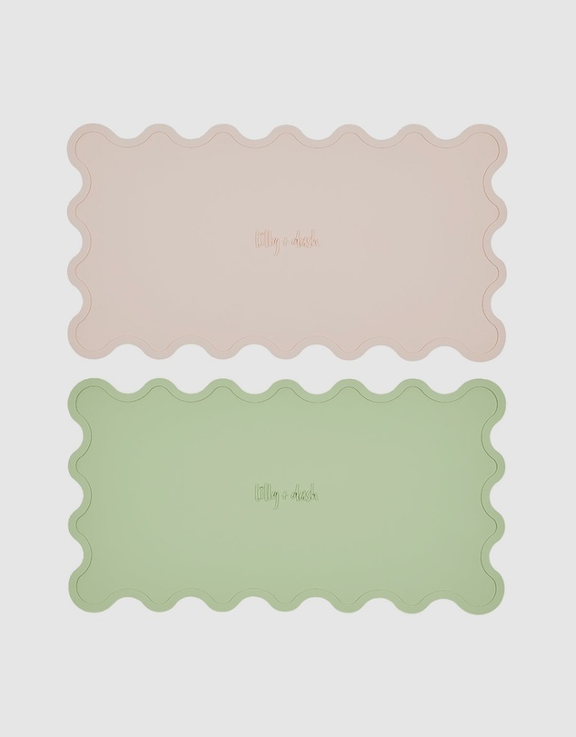 Lilly + Dash - Dog & Cat Wave Placemats - Mint Green & Pink Rose Quartz
