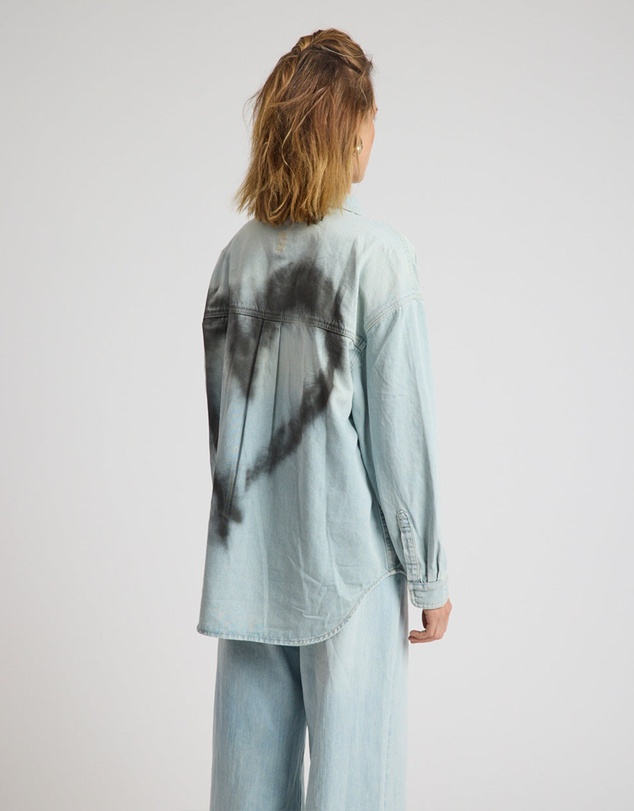 ONE TEASPOON - Daydream Heart Oversized Denim Shirt - Sea Mist Blue