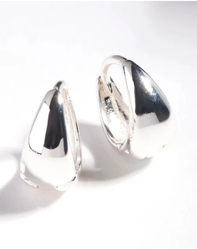 Lovisa - Sterling Silver Oval Chunky Huggie Earrings