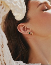 Ania Haie - Ania Haie Gold Malachite Sphere Stud Earrings