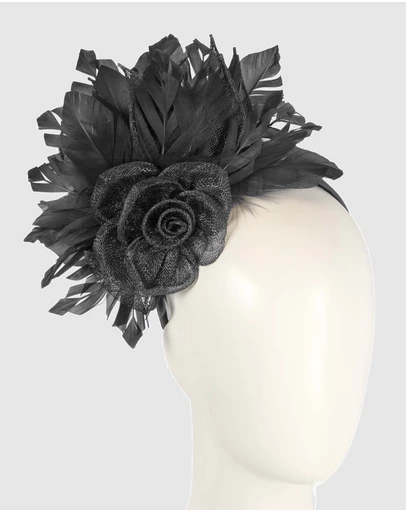 Max Alexander - Modern Black Racing Fascinator