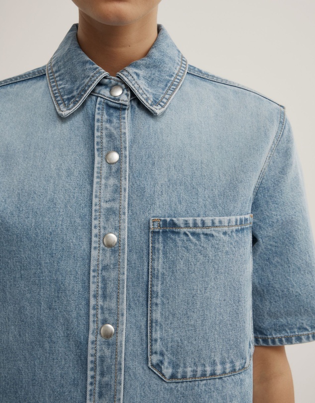 Witchery - Short Sleeve Denim Snap Shirt