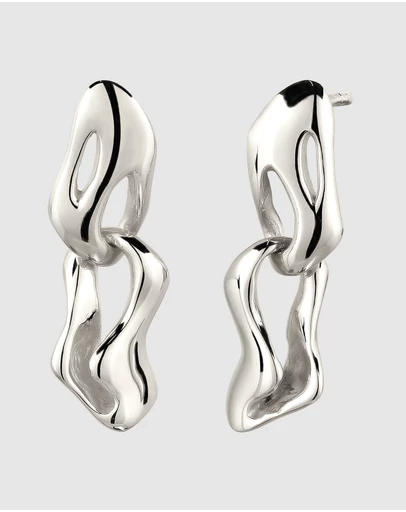 Elli Jewelry - Molten Link Stud Earrings in 925 Silver