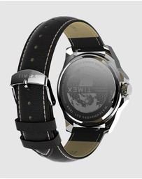 TIMEX - Essex Day & Date 46mm Leather Strap Watch