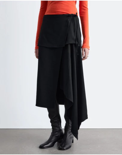 & Other Stories - Asymmetric Wrap Midi Skirt