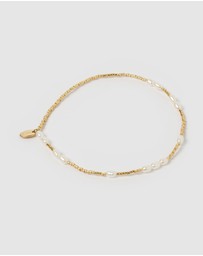 Arms Of Eve - Poppy Pearl and Glass Beaded Anklet - Gold