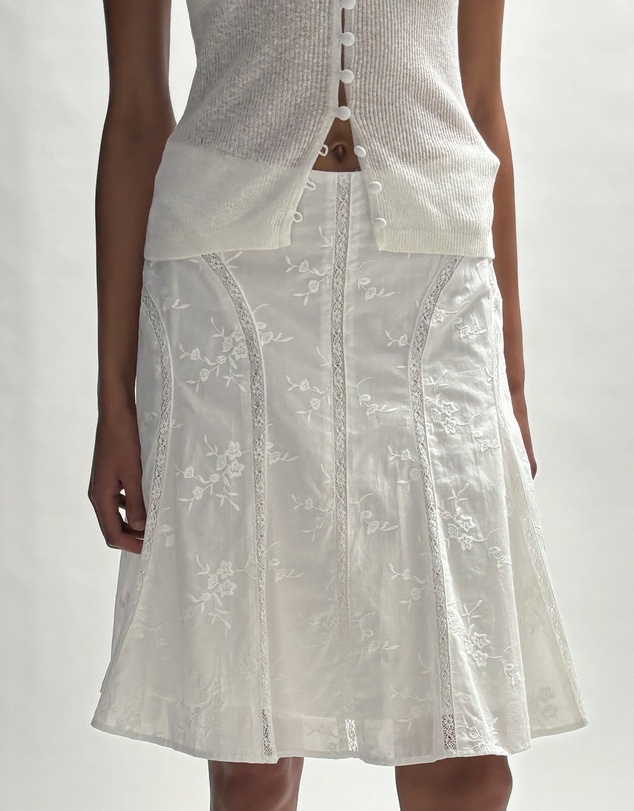 Minima Esenciales - Masson Cotton and Lace Midi Skirt