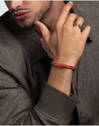 Nialaya Jewellery - Red Woven 8mm Box Chain Bracelet in Gold