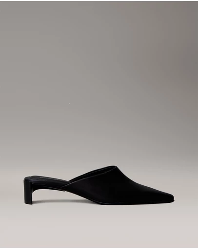 Calvin Klein - Leather Kitten Heel Mules