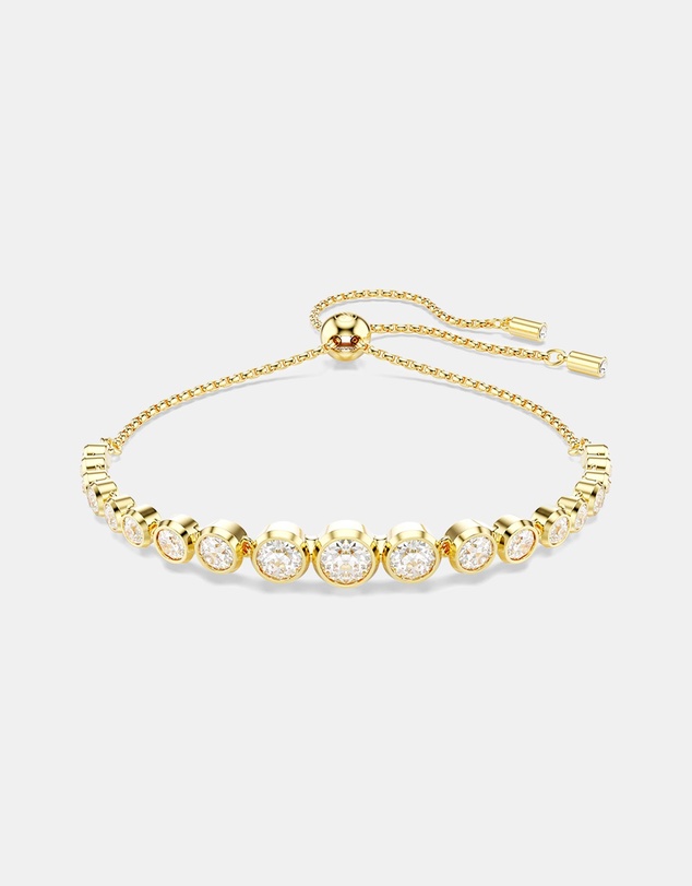 Swarovski - Imber bracelet, Mixed round cuts, White, 18K gold finish