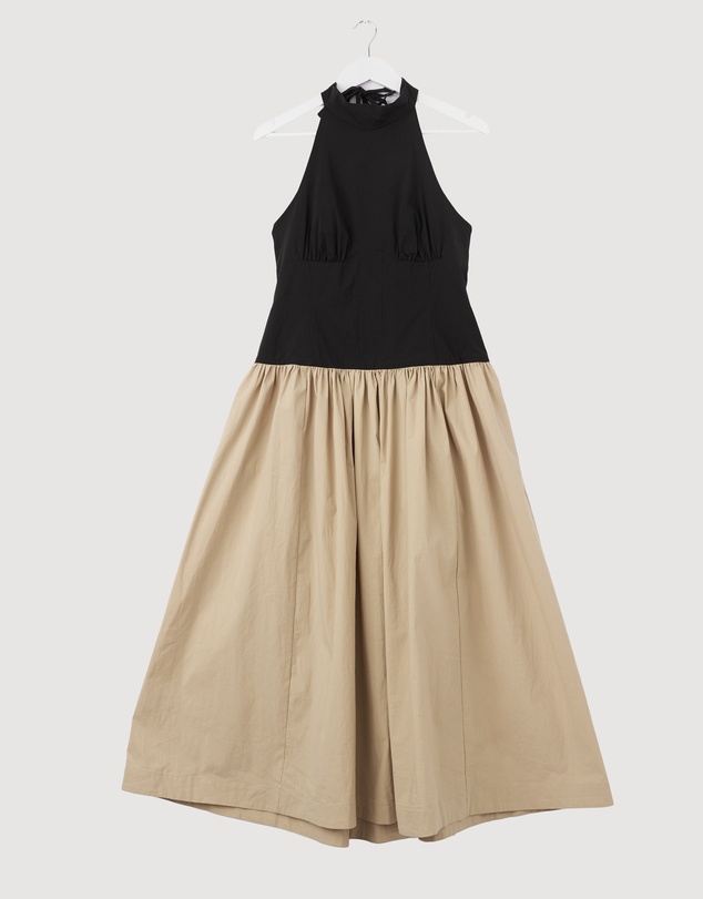 Revibe - Repaired Shona Joy Campbell Contrast Halter Neck Midi Dress - AU 12