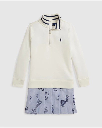 Polo Ralph Lauren - Print-Skirt Terry Quarter-Zip Dress - ICONIC EXCLUSIVE - Babies-Kids
