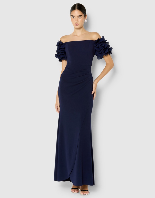 Montique - Diana Ruffle Sleeve Gown