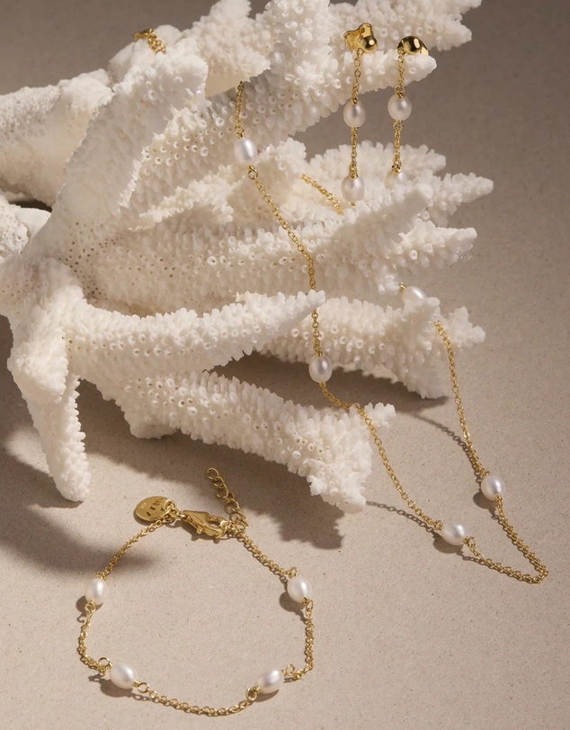 Najo - Tidal Whisper Yellow Gold Double Pearl Earring