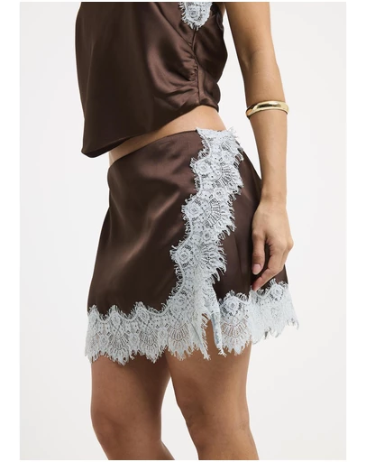 Alice In The Eve - Naomi Satin Lace Mini Skirt