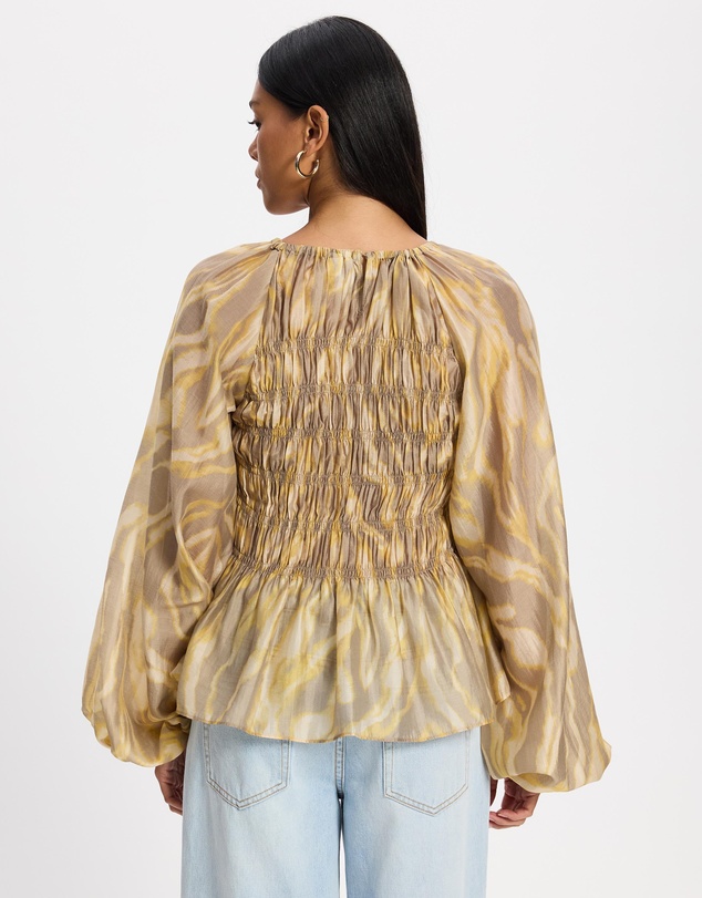 & Other Stories - Balloon-Sleeve Smocked Blouse