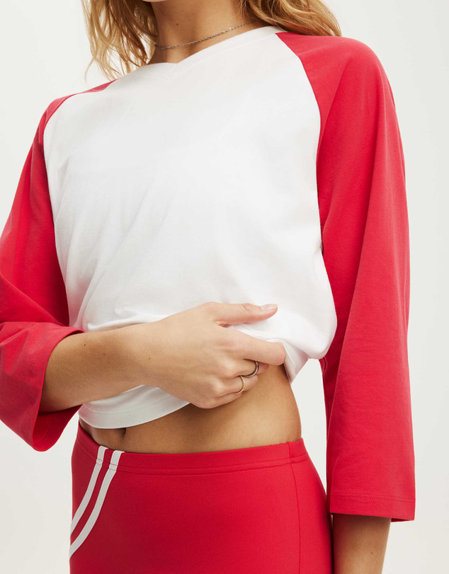 Cotton On Body Active - Active 3/4 Sleeve Graphic Raglan Tee