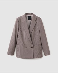 M.N.G - Double-Breasted Micro-Houndstooth Jacket