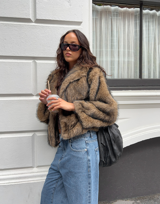 Beginning Boutique - It Girl Chocolate Faux Fur Jacket