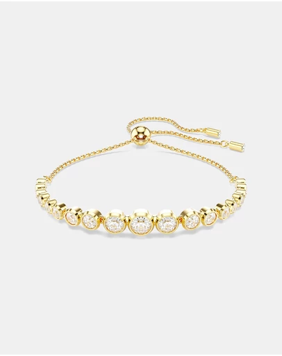 Swarovski - Imber bracelet, Mixed round cuts, White, 18K gold finish