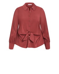 City Chic - Isabella Long Sleeve Tie Front Shirt