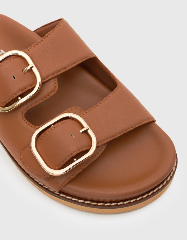 Betts - Wider Fit Hush Leather Buckle Slides