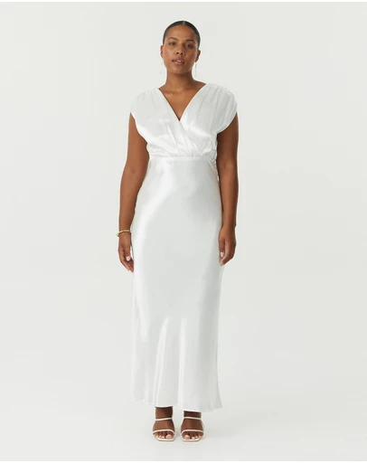 Third Form - Satin Cross Over Gather Dress