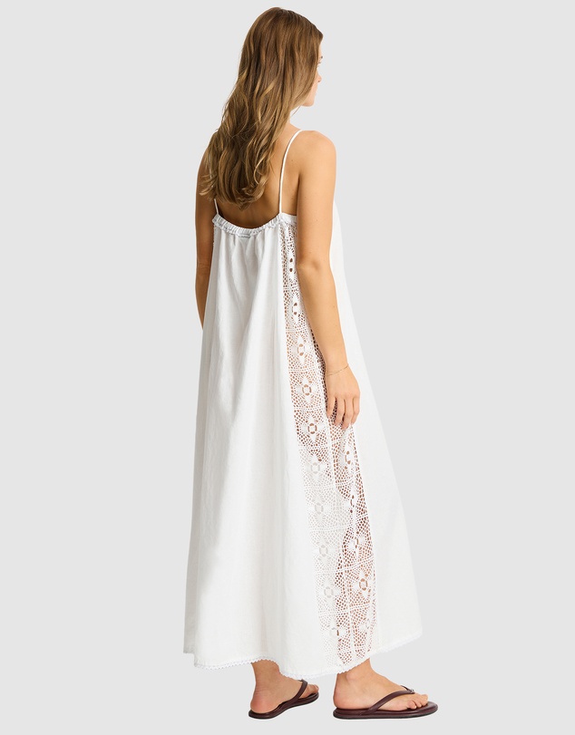 Sea Level Australia - Shore Linen Panelled Bandeau Lace Maxi Dress