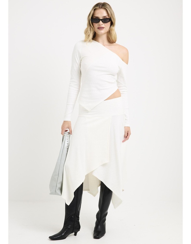 Alice In The Eve - Ashley Ribbed Assymetrical Wrap Skirt