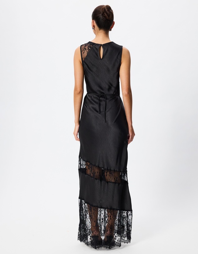 Tussah - Margot Lace Trim Cut Out Satin Maxi Dress