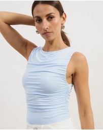 Atmos&Here - Effie Sleeveless Gathered Jersey Bodysuit