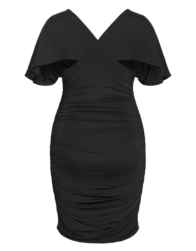 City Chic - Plus size Tilly Ruched Mini Dress - black