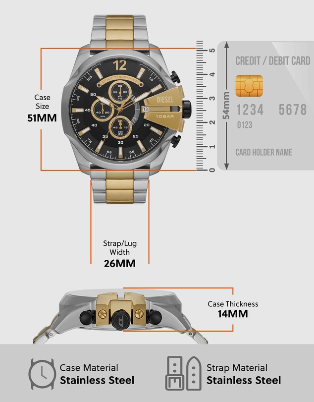 Diesel - Mega Chief Two Tone Chronograph Watch
