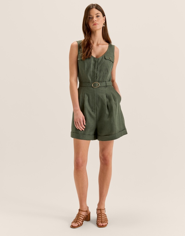 Review - Moss Linen Playsuit