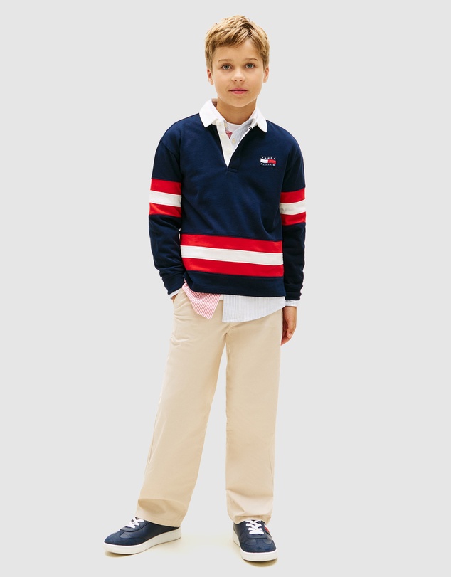 Tommy Hilfiger - Boys Back Graphic Long Sleeve Polo Shirt - Teens